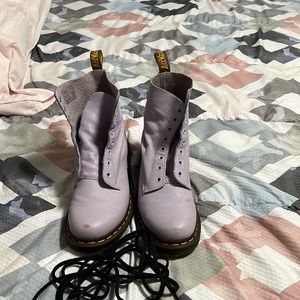 Lavender Doc Martens women size 8. Used condition, minimal scuffs on toes.